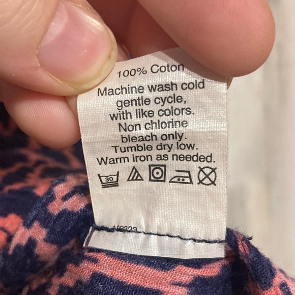 J. Crew Pink Blue V-Neckline 3/4 Sleeve Tunic Blouse Medium - Picture 9 of 9